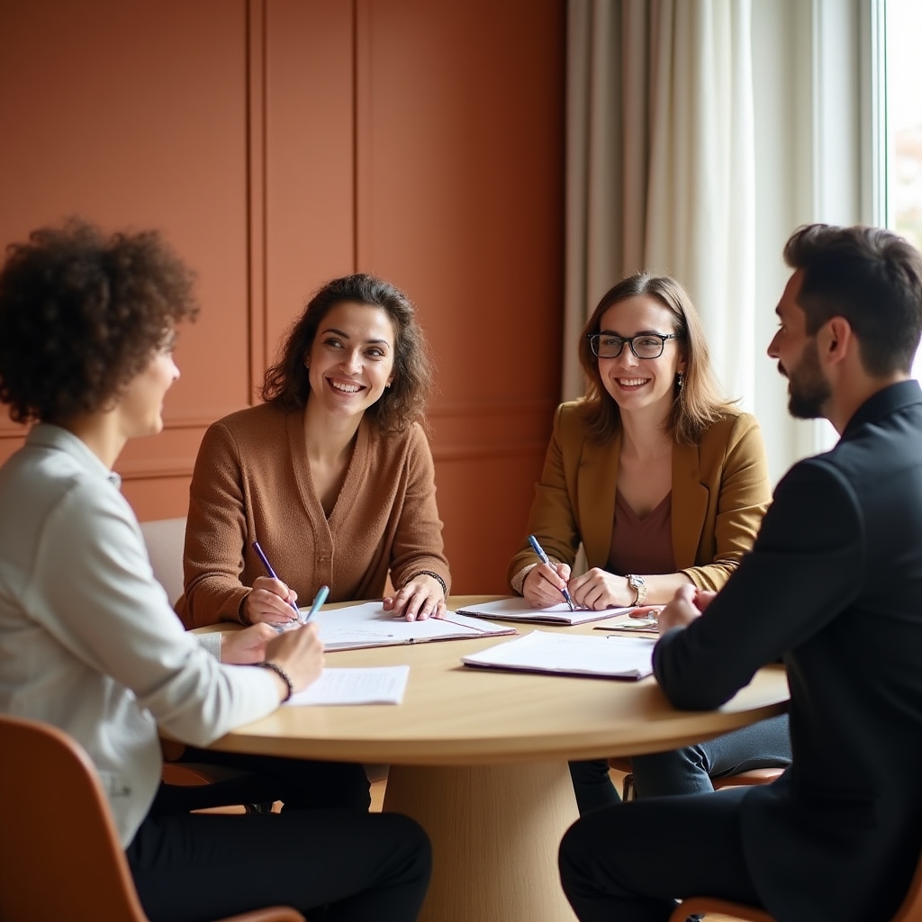 Piccolo gruppo in sessione di formazione sulla produttività