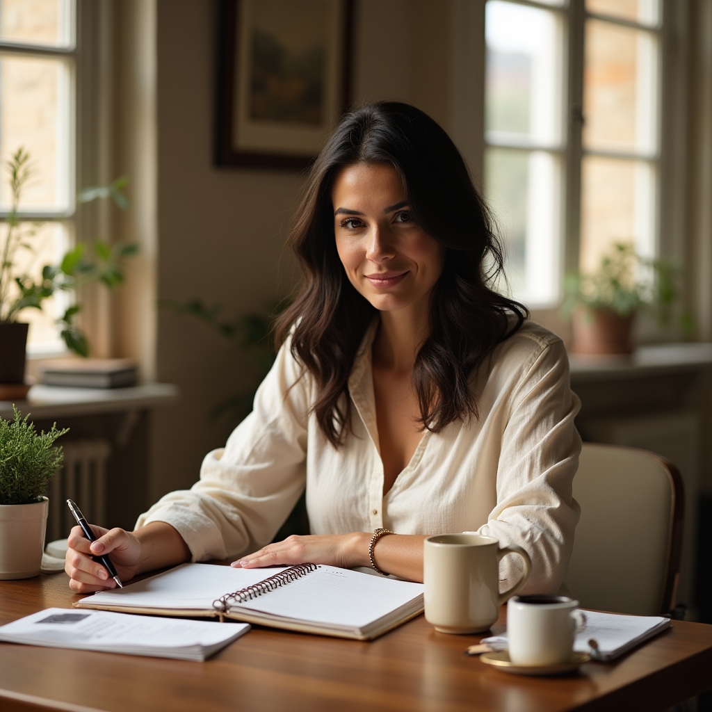 Professionista che organizza la propria routine quotidiana alla scrivania